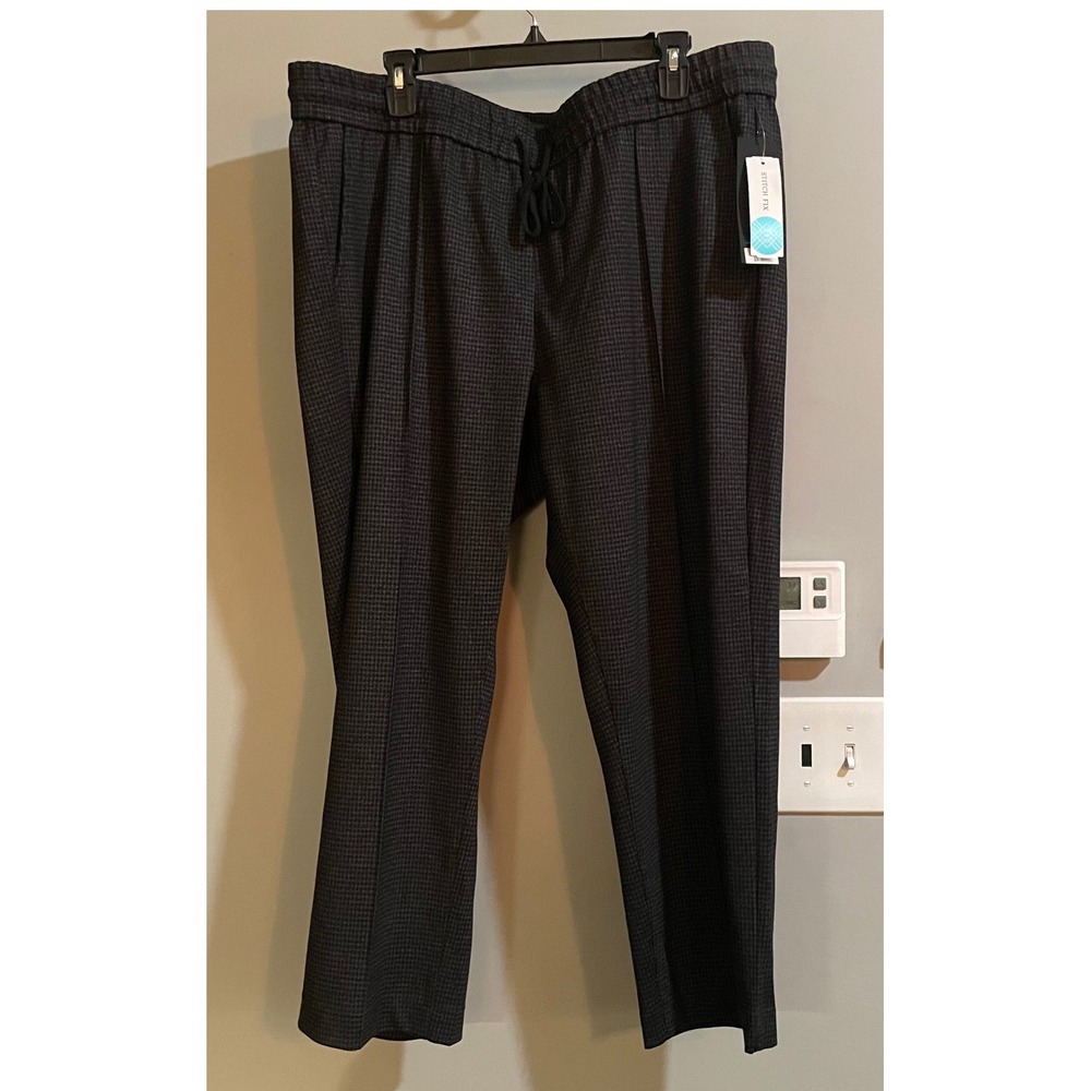 Liverpool Pull On Ankle Trouser Womens 2X Grey Houndstooth LY5623TK60 New
